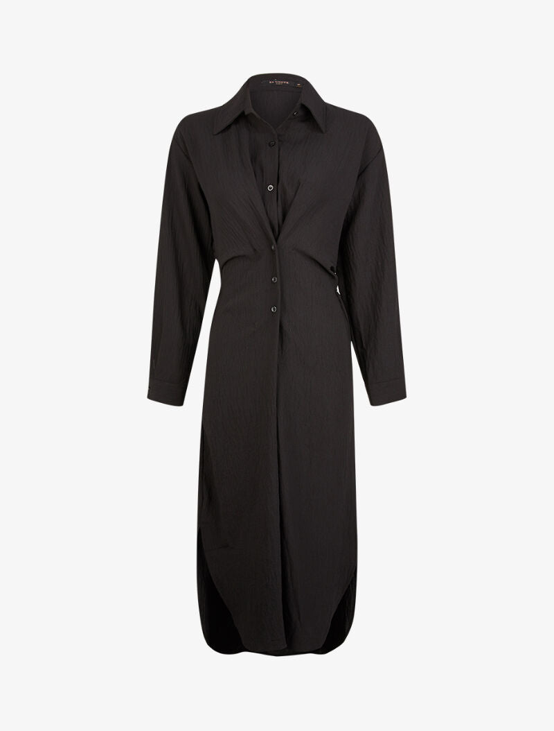 Robe chemise à pans boutonnés - noir - 3