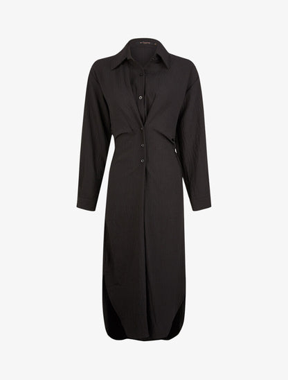 Robe chemise à pans boutonnés - noir - 3