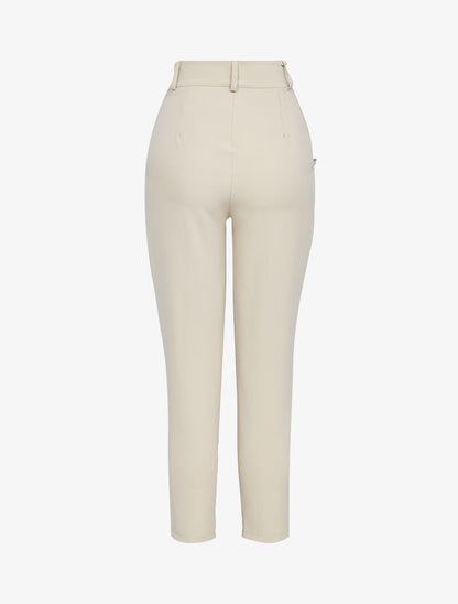 Pantalon 7/8 à boutons décoratifs - beige