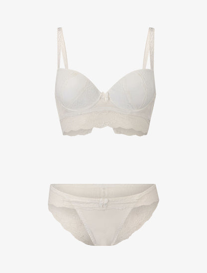 Ensemble à dentelle superposée - blanc - 1