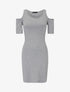Robe côtelée à épaules nues - gris clair - 1