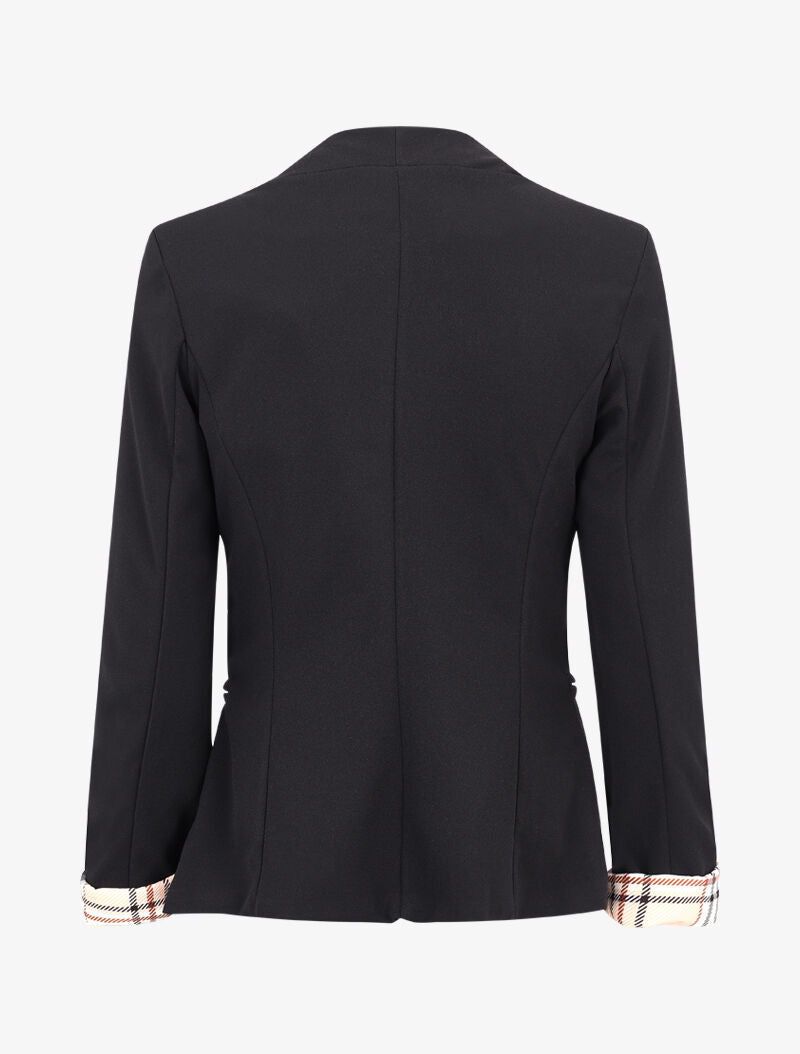 Blazer à revers imprimé tartan - noir - 2