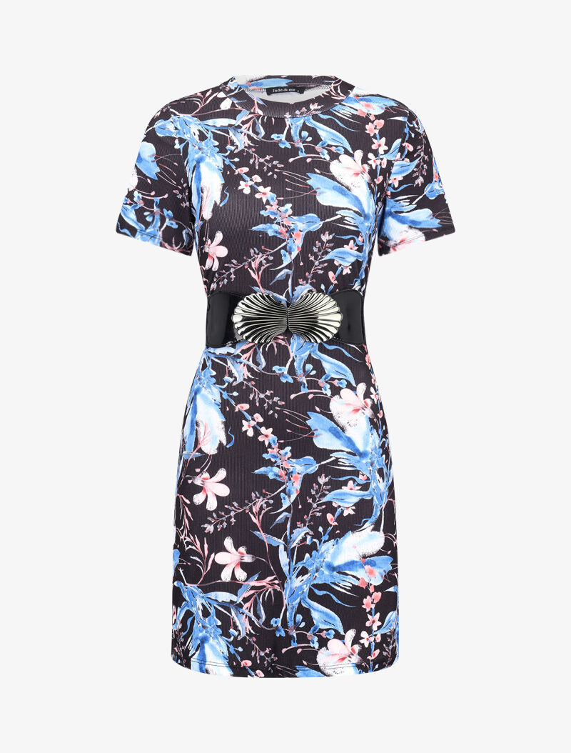 Robe côtelée à manches courtes - noir - 1