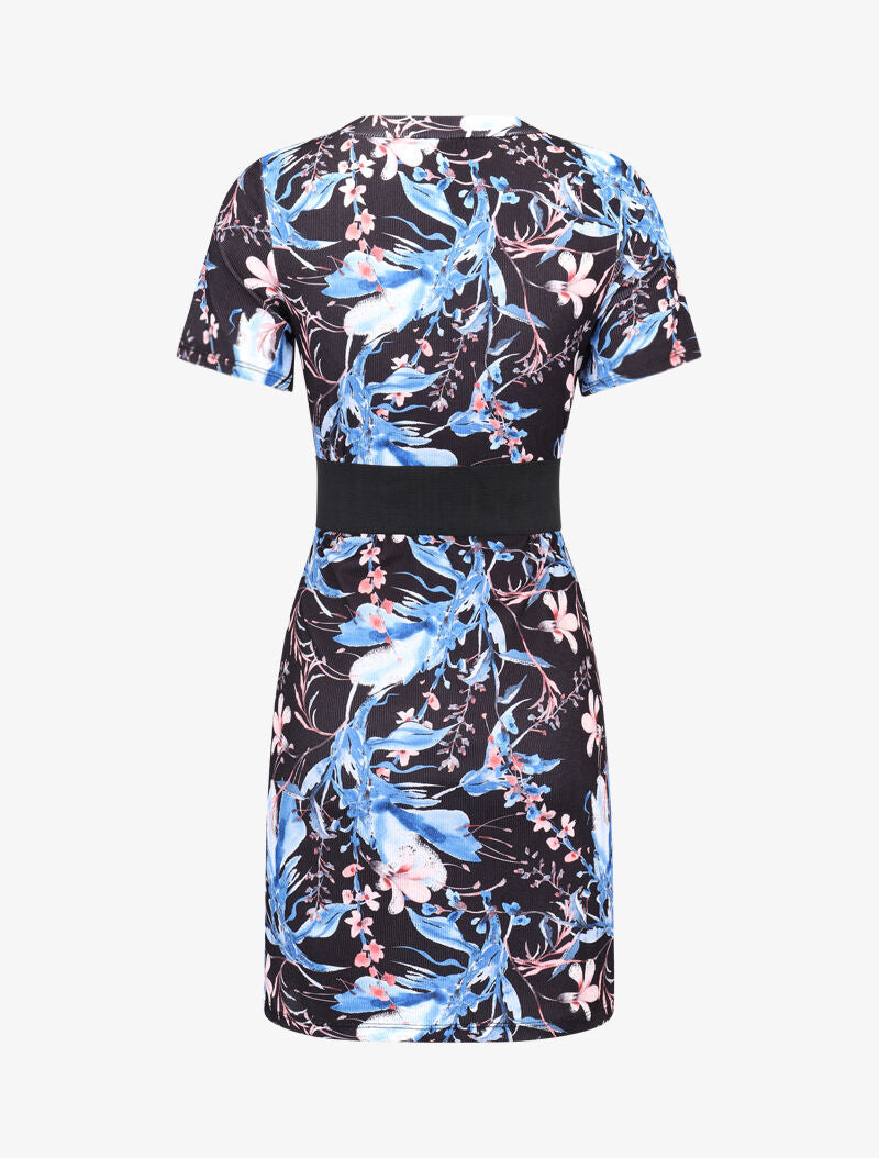 Robe côtelée à manches courtes - noir - 2