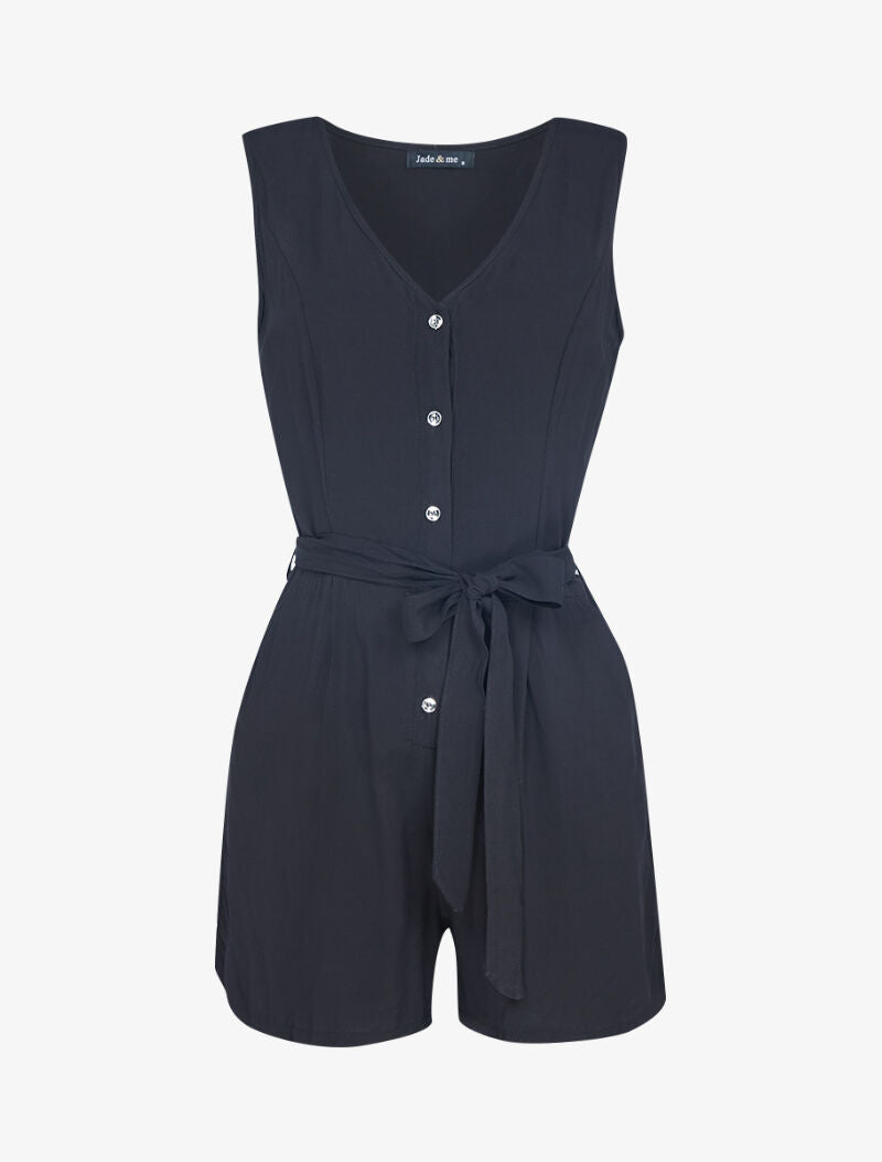 Combishort fluide à boutonnière argentée - noir - 2