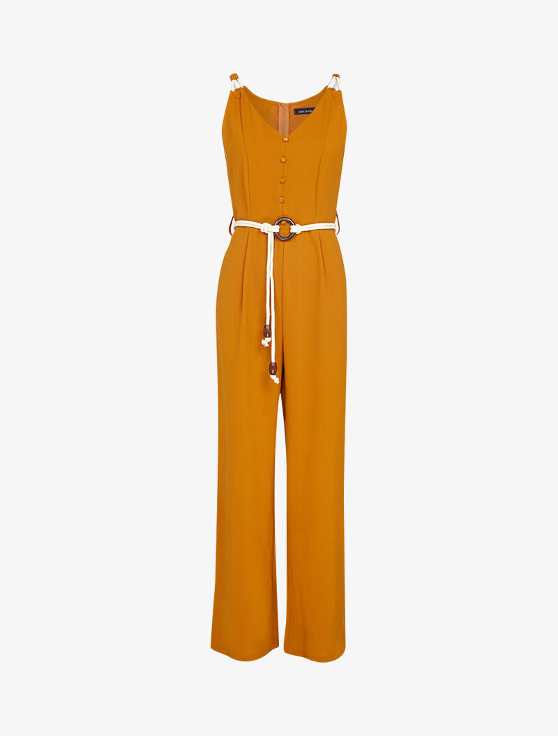 Combinaison fluide à détails cordelettes - orange - 3