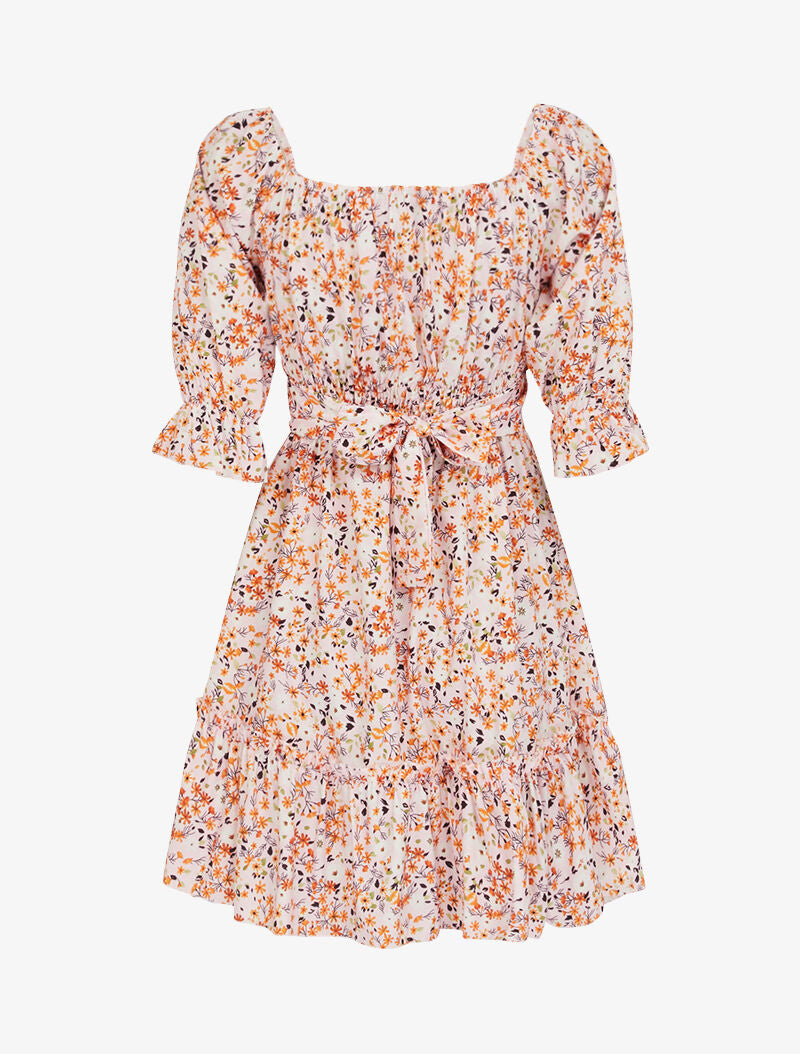 Robe fleurie à poitrine soulignée - rose - 2