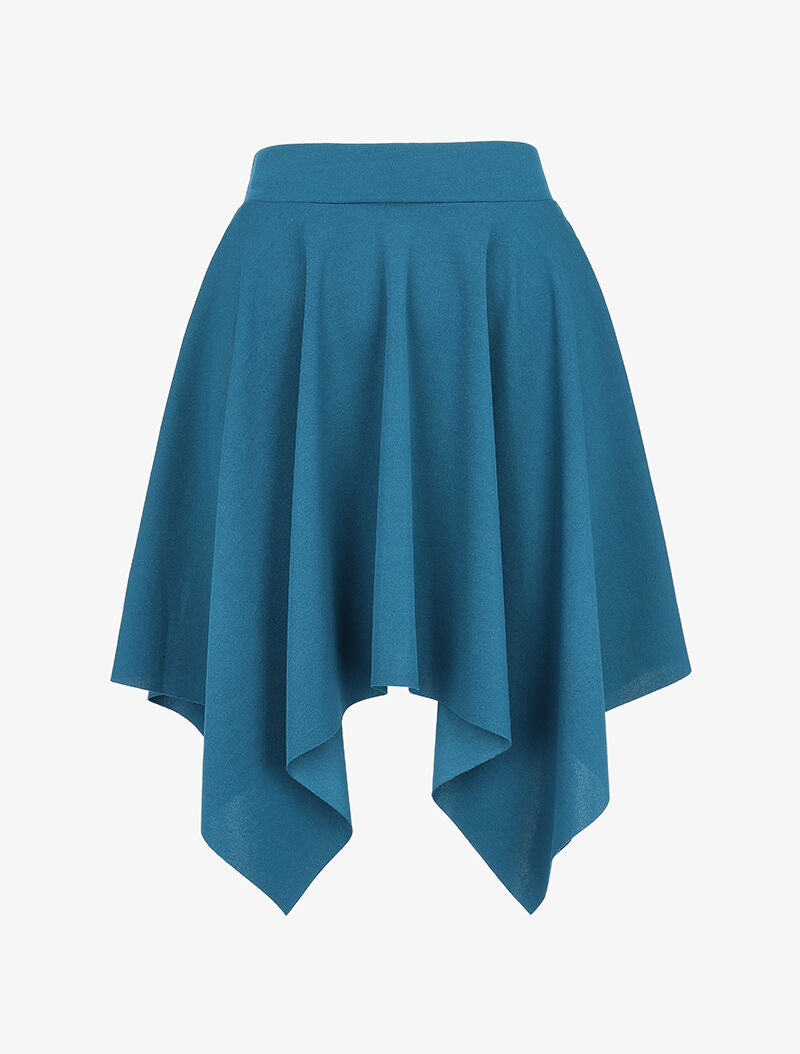 Jupe patineuse asymétrique - bleu canard - 2