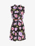 Robe imprimé fleurs à col et manches volantées - noir - 1