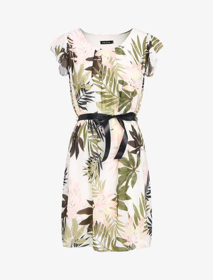 Robe en voile imprimé feuillage - vert - 2