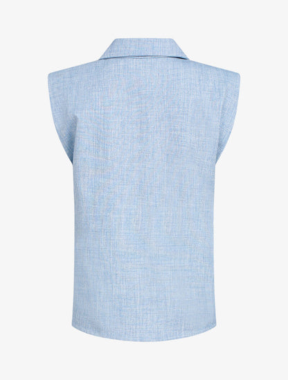 Top style chemise à épaulettes - bleu ciel - 3