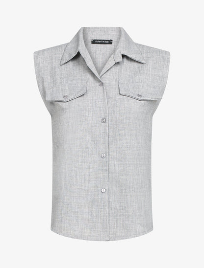 Top style chemise à épaulettes - gris clair - 3