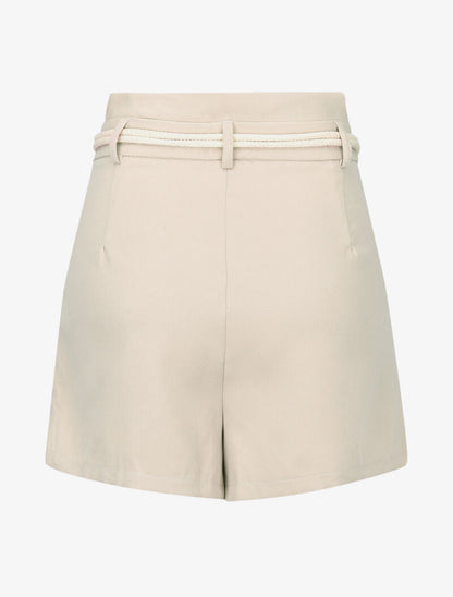 Short basique à taille haute paper bag - beige - 2