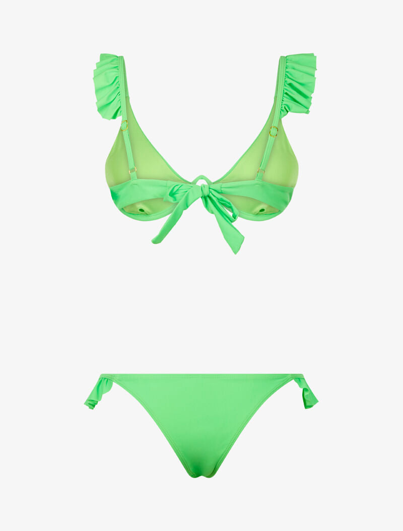 Bikini volanté et tanga - vert fluo - 2