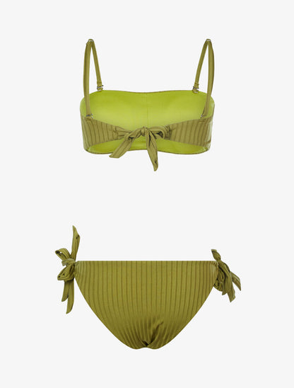 Bikini brassière côtelé - kaki - 2