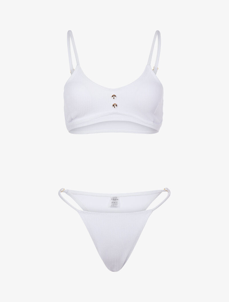 Bikini texturé et tanga - blanc - 3