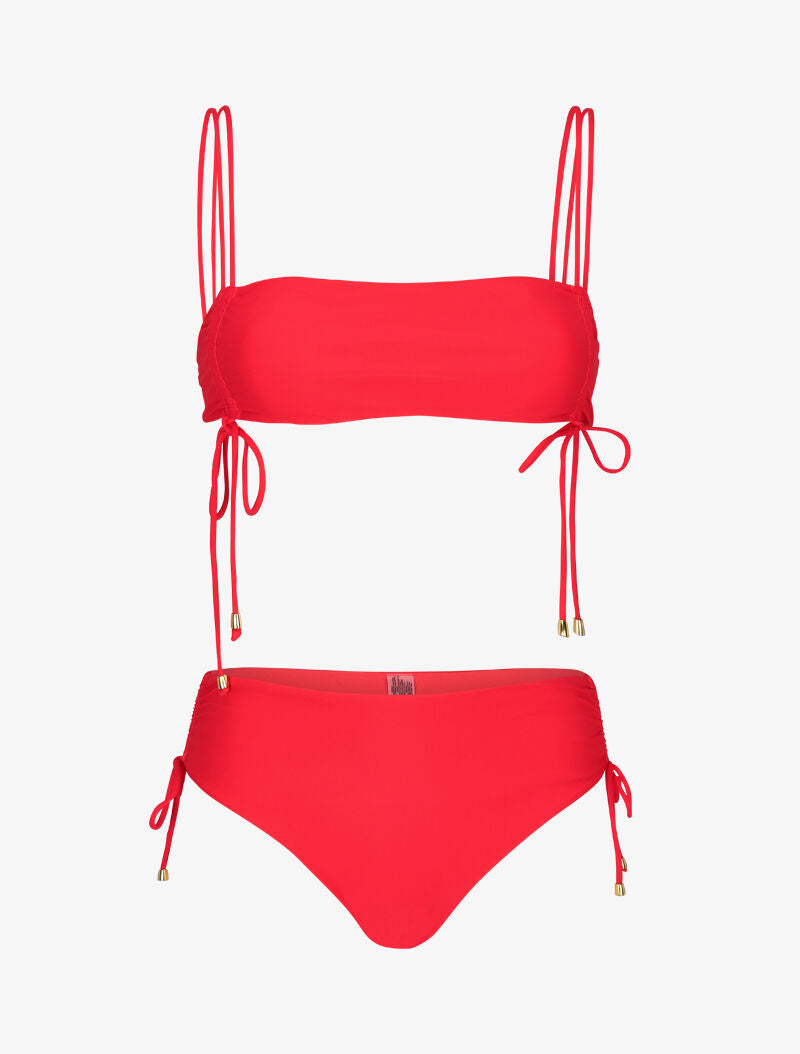 Bikini bandeau à liens - fushia - 3