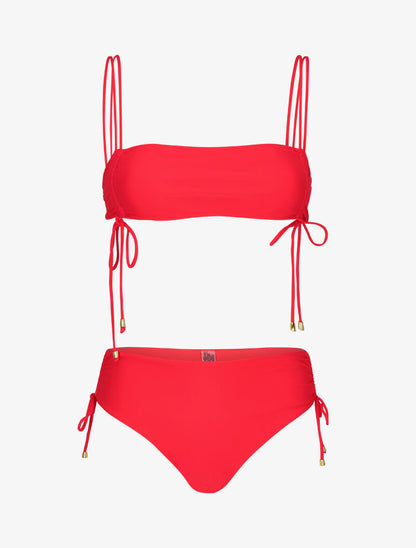 Bikini bandeau à liens - fushia - 3