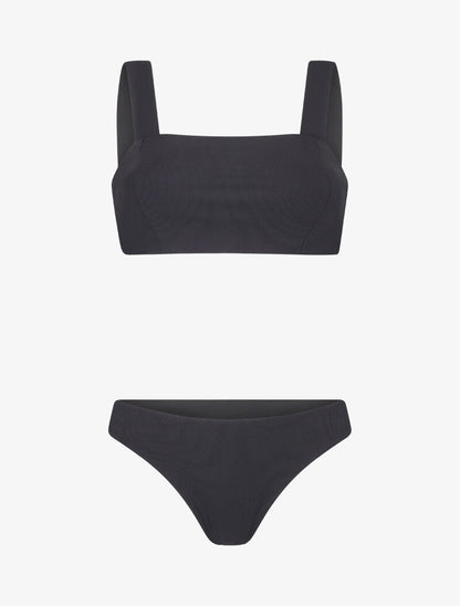 Bikini bandeau côtelé - noir - 1