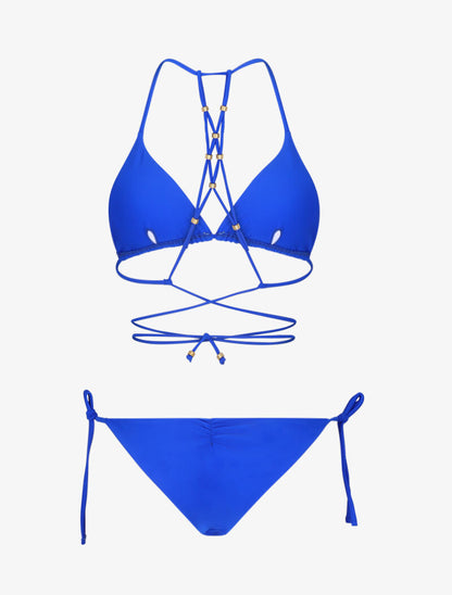 Bikini triangle à détail bijoux - bleu électrique - 4