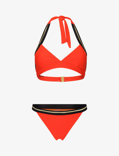 Bikini triangle à bandes dorées - orange - 3