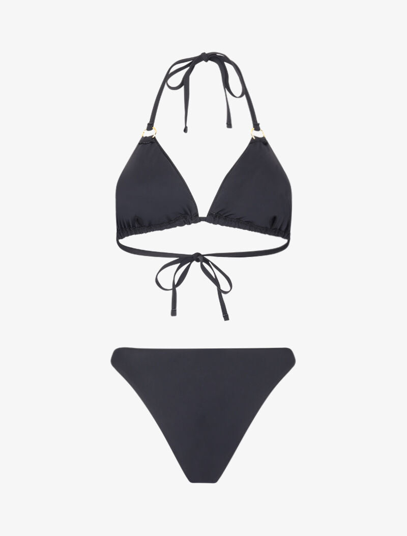 Bikini triangle à anneaux dorés - noir - 2