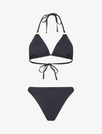Bikini triangle à anneaux dorés - noir - 2