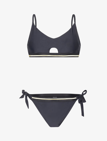 Bikini brassière à bandes dorées - noir - 3