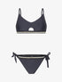 Bikini brassière à bandes dorées - noir - 3