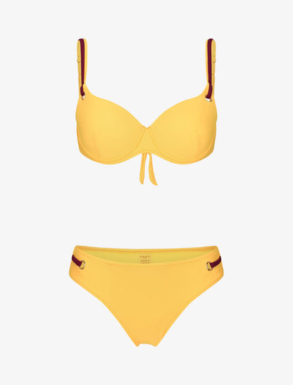 Bikini emboitant à oeillets et liens contrastants - jaune - 3