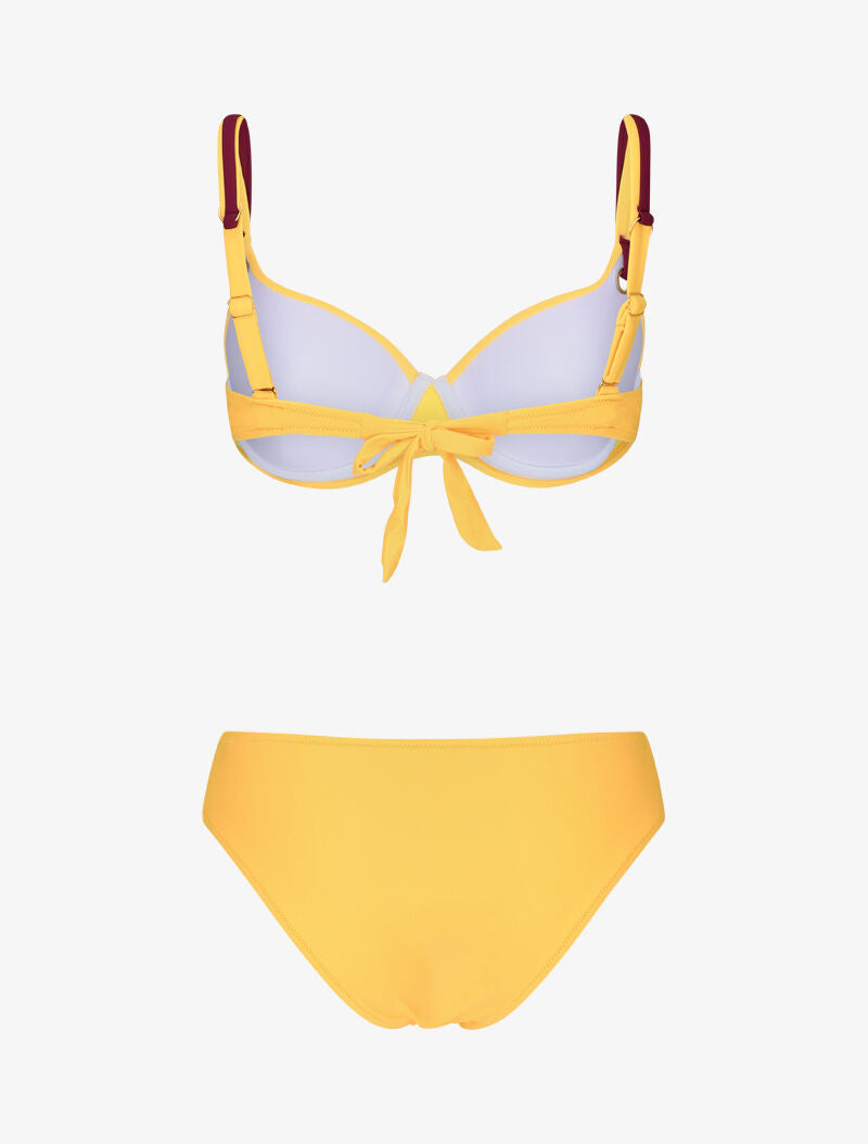 Bikini emboitant à oeillets et liens contrastants - jaune - 2