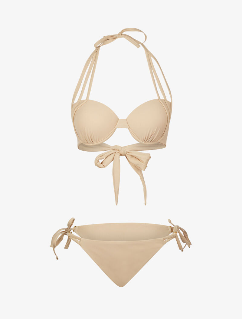 Bikini emboitant arrondi - beige - 1