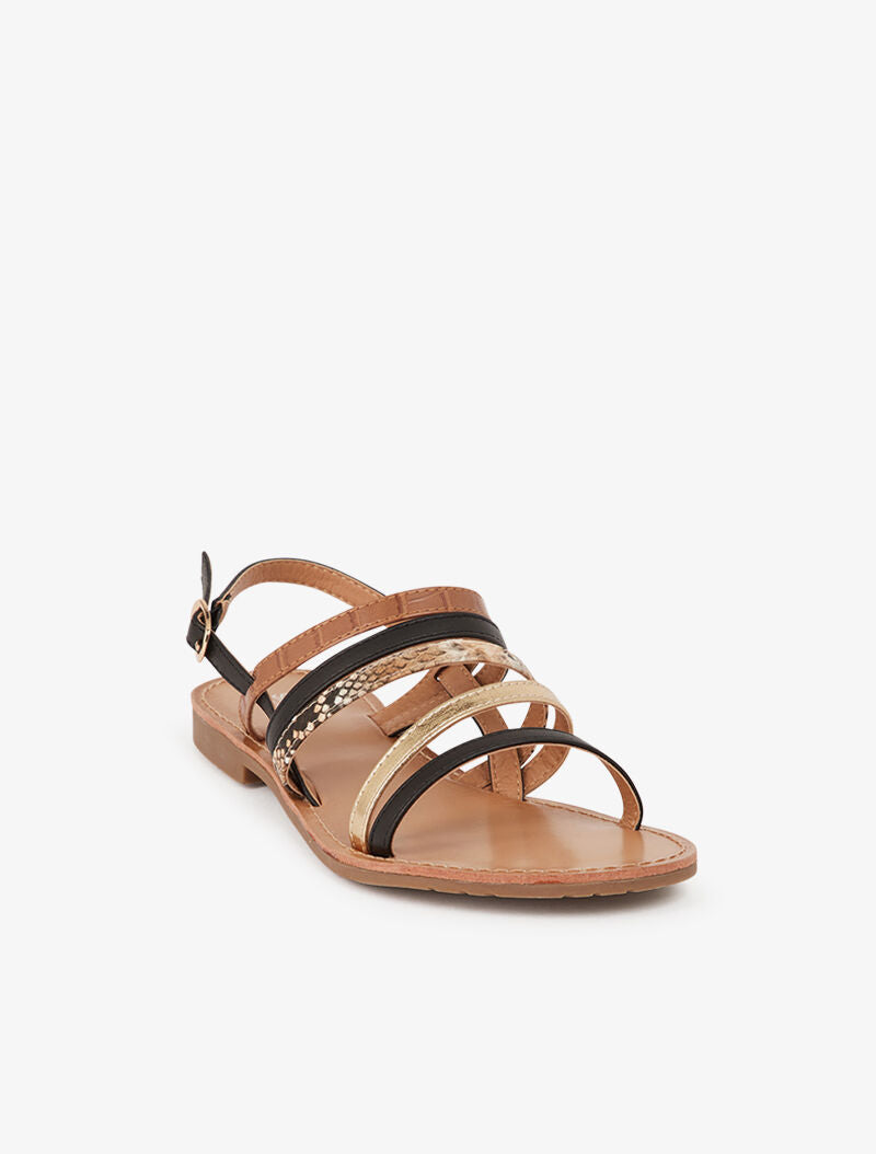 Nu-pieds multi brides à imprimé animal - noir - 3