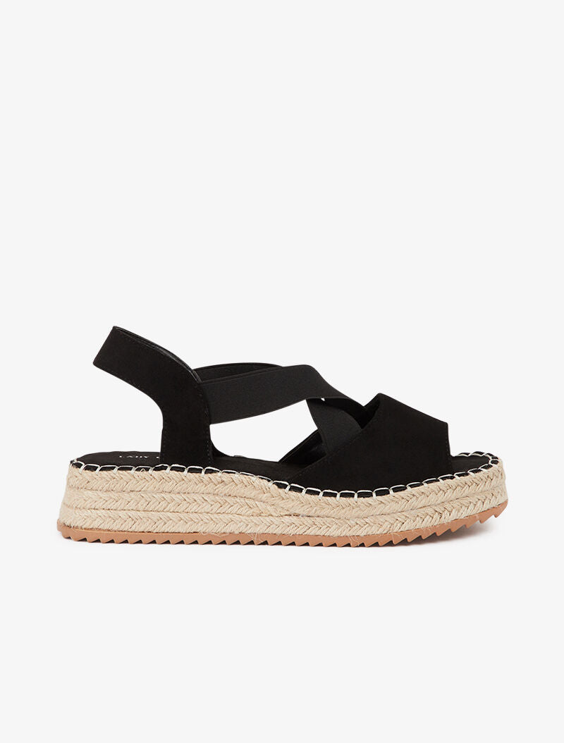 Nu-pieds compensés élastiqués - noir - 5
