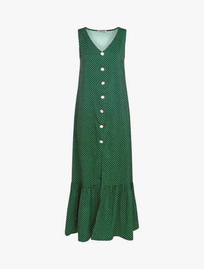 Robe à pois et bord fendu - vert - 3