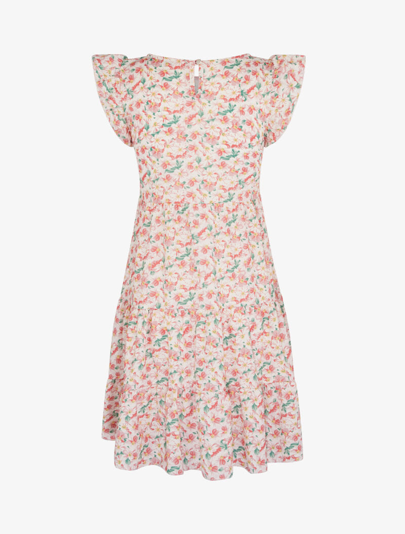 Robe trapèze à épaules volantées - rose - 2