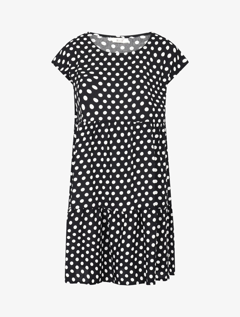 Robe coupe trapèze à pois - noir - 1