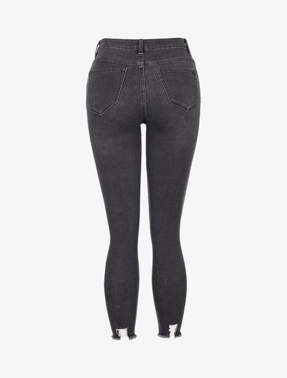 Jean skinny 7/8 effet destroy - anthracite