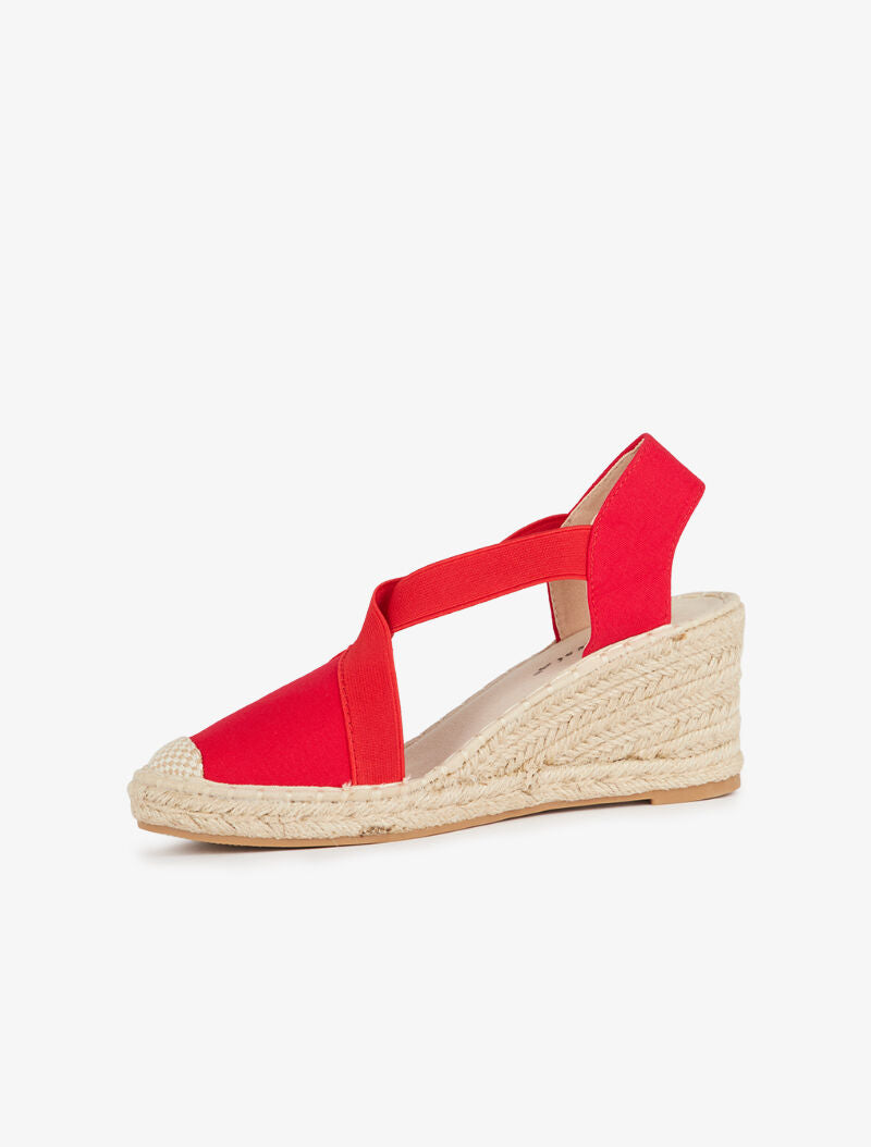 Espadrilles compensées élastiquées - rouge - 4