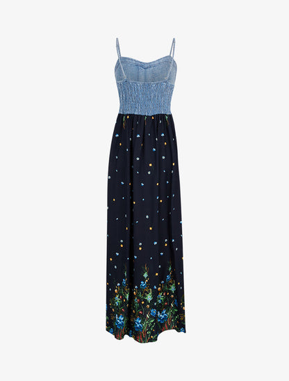 Robe à buste effet jean et imprimés - noir - 3