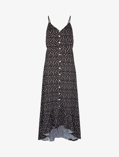 Robe à basque asymétrique imprimé à pois - noir - 2