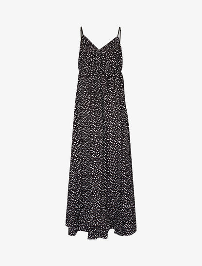 Robe à basque asymétrique imprimé à pois - noir - 3