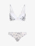 Ensemble imprimé fleurs et dentelle - blanc - 1