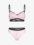 Ensemble dentelle et bandes contrastées - rose - 1