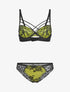 Ensemble à motif fleur graphique en dentelle - jaune - 1