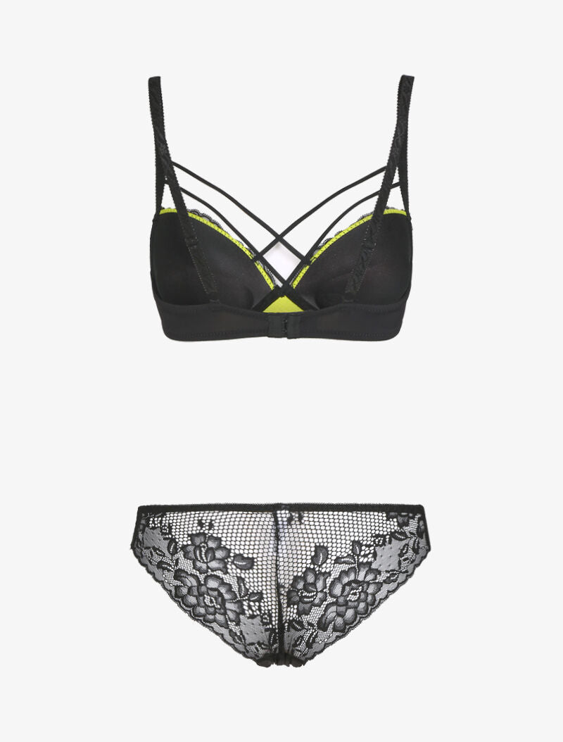 Ensemble à motif fleur graphique en dentelle - jaune - 2