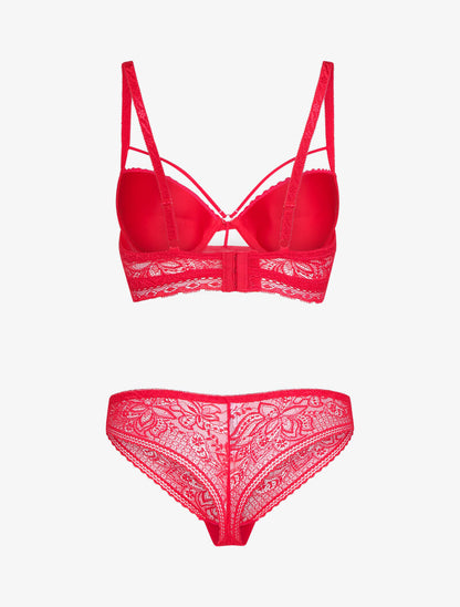 Ensemble en dentelle à détail lace - rouge - 2