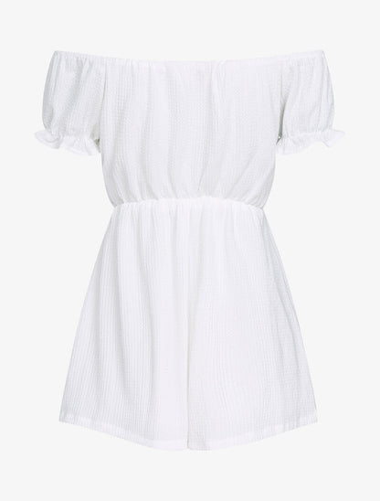 Combishort texturé à taille ajourée - ecru - 2