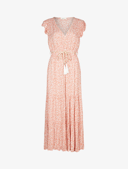 Robe longue imprimé et à basques - rose - 3