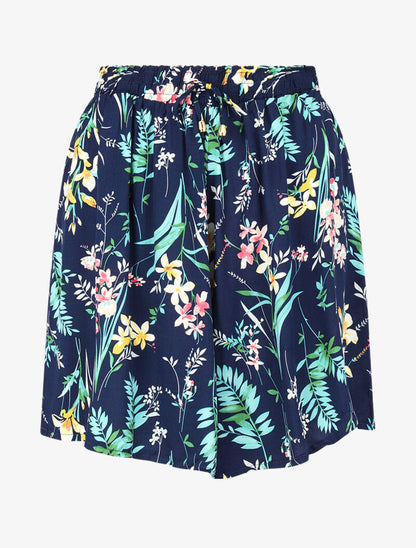 Short ample à imprimé estival - marine - 1